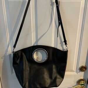 Stylish Black Non Leather Shoulder Bag with Metallic Accent